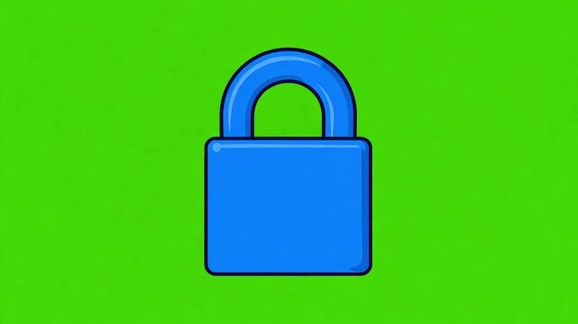 Unlocked Padlock Icon Animation on Green Screen Background