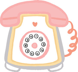 Cute telephone doodle hand drawn illustration style for planner, journaling, asset, graphic element. Pastel color of phone icon clip art.