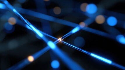 Abstract Light Connections in Blue and Orange Color Scheme