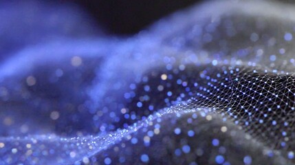 Abstract Texture of Blue Particles on Black Background for Design Use