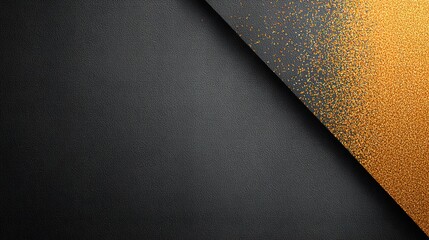 Black Leather Surface with Golden Glitter Texture and Design Aspect