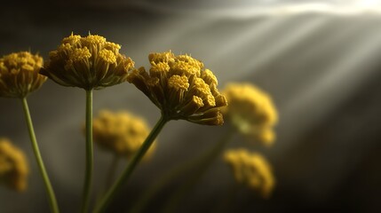 Bright Yellow Flowers Bathed in Soft Light with Gentle Shadows
