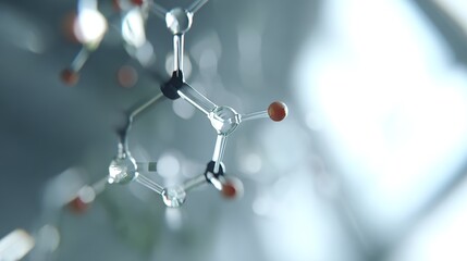 Molecular Structure Close-Up with Blurry Background and Light Effects