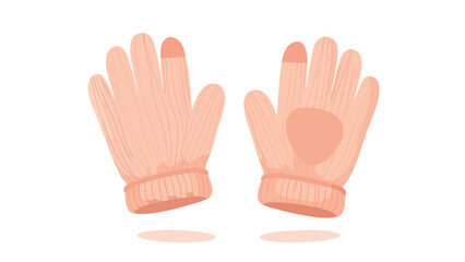 Obraz premium Illustration of winter warm gloves for phone use with touch fingertips functionality for design, vector isolated on white background