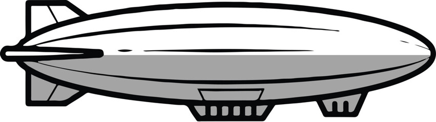 airship vector blimp silhouette with gondola and tail fins © AIcon Star