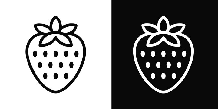 strawberry logo set black white inverted color pair for branding