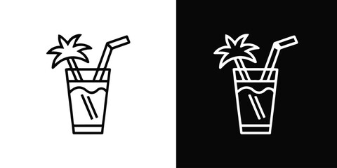 Fototapeta premium tropical drinks icon set light and dark line art vector