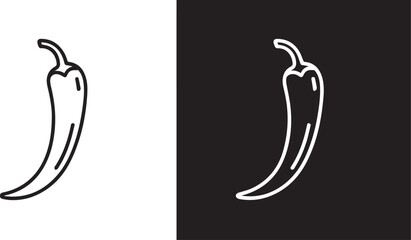 chili pepper line art icon black and white vector