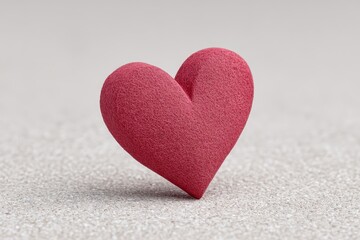 Fototapeta premium Tru red paper heart rests gently on a clean beige desk, creating a serene moment of simplicity and love. Valentine's Day