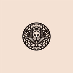 Spartan flower logo style icon design template vector illustration