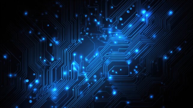 Digital Circuit Board with Glowing Blue Pathways and Nodescircuit 