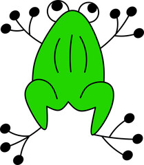 Cute Lineal Hand-Drawn Green Frog Character