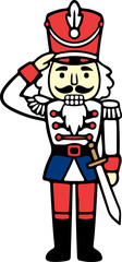 Classic Nutcracker Soldier Saluting for Christmas Holidays