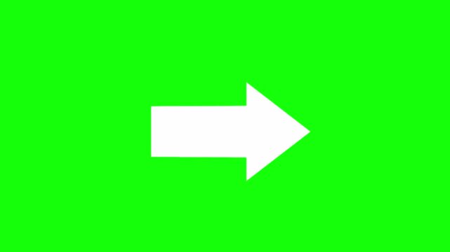 Animation of a white arrow pointing to the right on a green screen background.