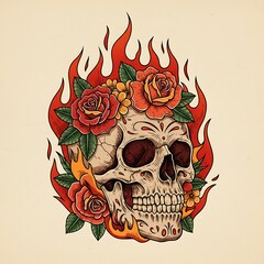 炎の薔薇と骸骨