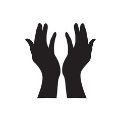 Fototapeta premium Praying hands silhouette vector art illustration on white background