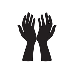 Obraz premium Praying hands silhouette vector art illustration on white background