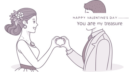 Couple exchanging heart shaped necklace warmly on valentine's day in a sweet romantic gesture