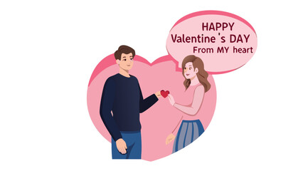 Obraz premium Couple exchanging a heart shaped card in a cozy setting on valentine's day