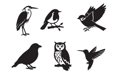 Fototapeta premium Bird Silhouette Vector Set