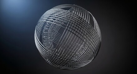 Abstract Metal Sphere Against Dark Gradient Background Render