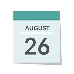Obraz premium A contemporary and clean digital calendar icon prominently showcasing the month of August and the specific day number twenty-six for appointments