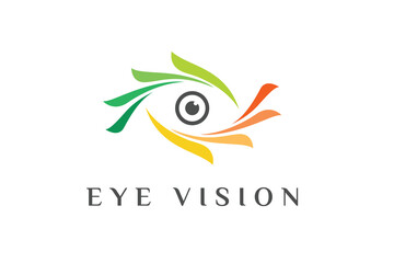 Abstract Eye Logo with Colorful Camera Shutter Lens Concept for Photography Studio and Optical Brand Identity