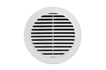 white plastic round ventilation diffuser grill isolated on white or transparent png