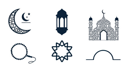 Islamic Iconography:  An artistic array of iconic Islamic symbols, embodying the essence of faith and cultural identity.