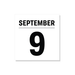A clear and crisp depiction of September nine on a minimalist calendar page icon for scheduling and marking important events. Ideal for digital