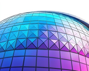 Dome structure with blue to purple gradient tiles, viewed from below