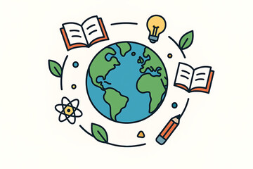 Global Education Knowledge Science Books  Sustainable Planet Learning, international book day design, 