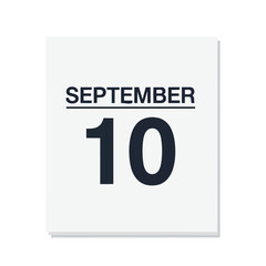 Obraz premium Minimalist calendar page displaying September 10th date, ideal for scheduling and event reminders