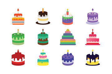 Flat Vector Green Leaf Icons Set