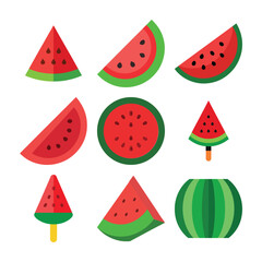 Flat Vector Green Leaf Icons Set