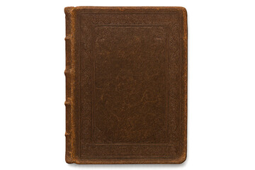 Antique brown book cover image with a transparent background cutout.