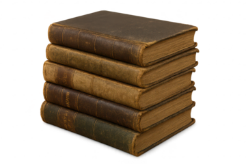 Stack of Old Books on transparent background for mockup and design