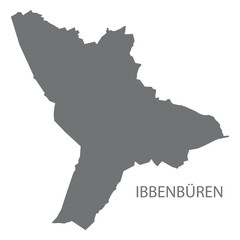 Ibbenb&uuml;ren city map with boroughs grey illustration silhouette shape