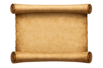Old paper scroll with a transparent background for text, map or photo