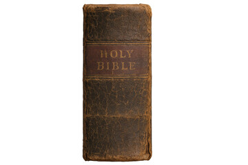 Antique Holy Bible Book Spine Isolated on a transparent background