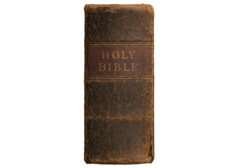 Antique Holy Bible Book Spine Isolated on a transparent background