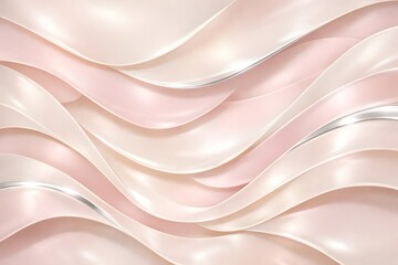 Obraz premium Elegant blush and pearl layered wave background with silver shine