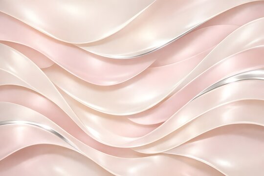 Elegant blush and pearl layered wave background with silver shine
