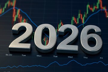 2026 Financial Market Forecast on Stock Chart Background