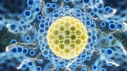 Abstract microscopic cells forming a vibrant biology structure. - Powered by Adobe