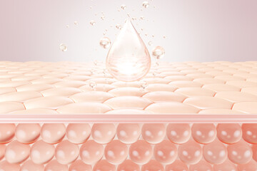 Cosmetic serum Oil drop on skin cell, Skin Repair, moisturizer, collagen serum, 3d rendering.