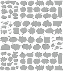 Collection of empty comic speech bubbles with halftone shadows.Set of element vector. Pop art style. Vector. Hand drawn retro cartoon stickers eps file. 