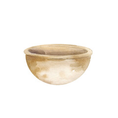 watercolor textured ceramic pot for flowers, seedlings, vegetables, growing plants, hand drawn empty vase, clay, terracotta vase, container, home decor illustration for gardening blogs, picture