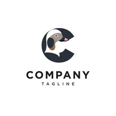 Letter C Long-tailed Duck Logo Icon Vector