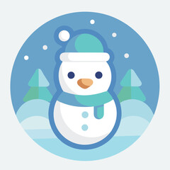 design logo vector icon illustration  cute winter snowman